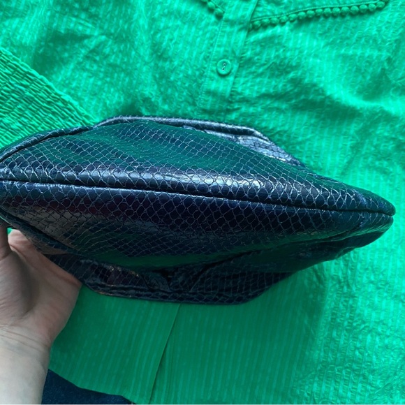 Club Monaco Leather Clutch, snakeskin finish, rich blue - Picture 7 of 10